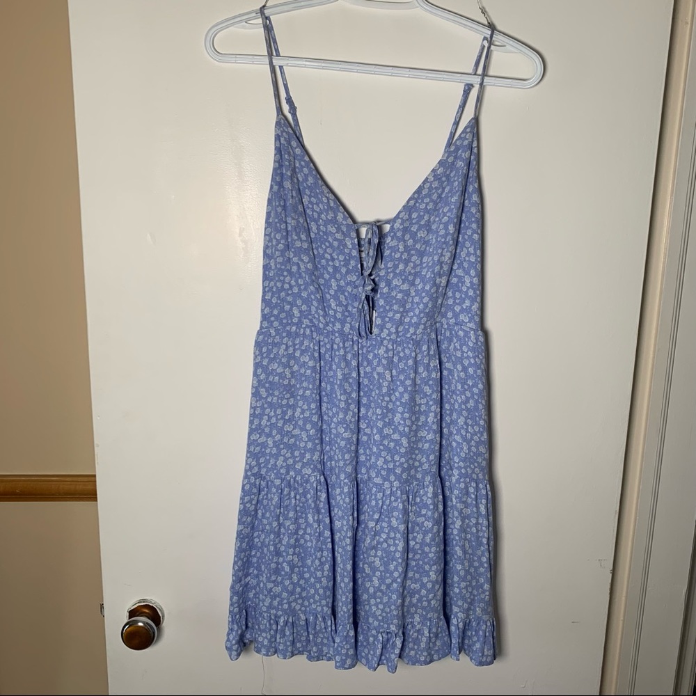 Baby Blue and White Floral Dress - Garage